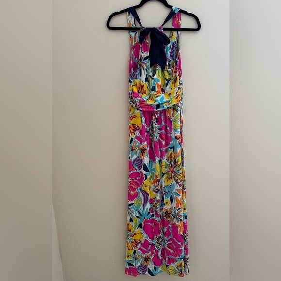 Lilly Pulitzer Amanda Besame Mucho Floral Halter Maxi Dress Size Small Vacation - Picture 4 of 7